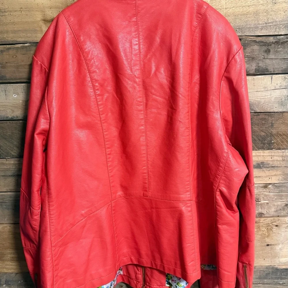 Black Rivet coral/orange Leather Jacket - Picture 7 of 7